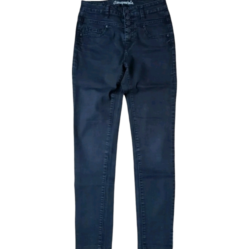 Aeropostale Size 2 Skinny Denim Jegging Jeans AYLA Black Button Fly High Rise